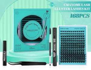 Σετ επέκτασης βλεφαρίδων DIY με 168 τούφες κόλλα καθαριστικό και τσιμπιδάκι