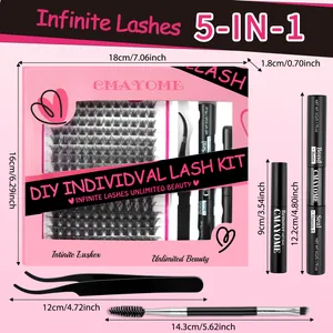 DIY individual lash extension kit with glue, remover, tweezers, and brush set
