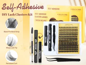 DIY individual cluster lash kit with bond, seal, remover, and tweezers 8-16mm