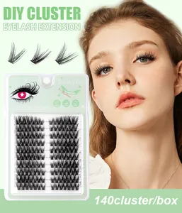 Detail of 140 individual eyelash clusters with high density curls and handmade texture