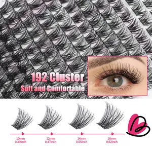 Kit d'extension de cils DIY 192 clusters avec cils individuels 10-16mm et colle