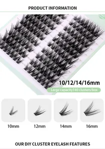 Detailed close-up of DIY cluster lashes showing 10-16mm lengths and soft texture