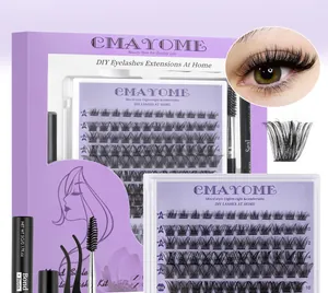 Detail view of DIY individual lash clusters kit with glue tweezers and seal