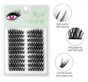 Macro view of high quality PBT material eyelashes showing soft and hand made texture