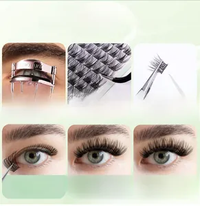 Detailed 6-step tutorial for applying voluminous individual cluster eyelash extensions