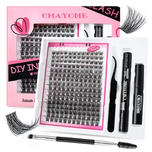 Kit d'extensions de cils DIY avec colle, scellant, dissolvant et pince professionnelle