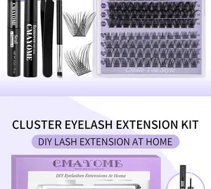 DIY individual cluster eyelash extension kit with glue sealer remover and tweezers