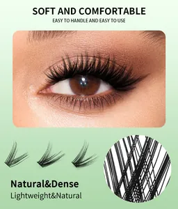 Macro detail of natural dense cluster eyelashes in 10-16mm lengths for a soft curly look