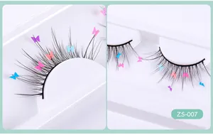 Details von Halloween Künstliche Wimpern mit bunten Schmetterlings-Pailletten-Deko