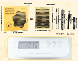 Detailed DIY lash cluster kit dimensions and weight showing bond seal and tweezers