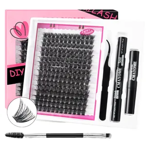 Kit d'extension de cils DIY professionnel avec colle, dissolvant et applicateur