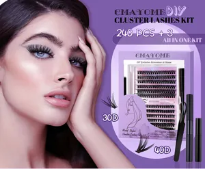 Kit completo extension ciglia fai-da-te con 240 cluster e strumenti per l'applicazione