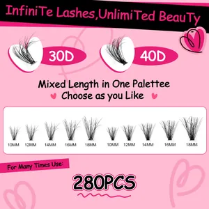 Σετ 280 τεμαχίων βλεφαρίδες 30D 40D mix 10-18mm επαναχρησιμοποιήσιμες βλεφαρίδες