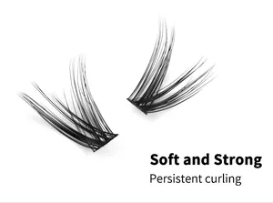 Detail of segmented fox-style eyelashes showing soft texture and persistent curling