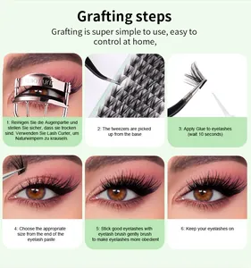 Step-by-step DIY eyelash extension guide with professional tools and dense lashes