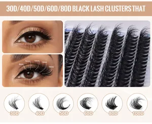 DIY cluster lash specs showing 30D to 100D density and lengths from 8mm to 16mm