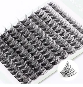 Detailed view of individual cluster lashes showing the fine synthetic fiber tips and curl