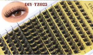 Detailed view of 10mm soft and fluffy DIY cluster lashes in a large capacity box
