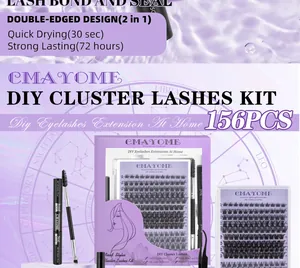 DIY cluster lashes set with bond, seal, tweezers and 156 pieces of segment eyelashes