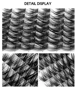 Macro display of individual lash clusters with thin roots and natural crossed density