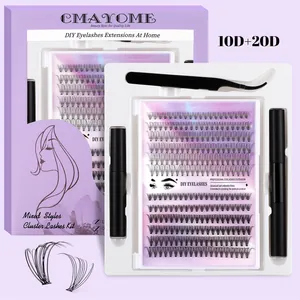 Kit extension ciglia fai-da-te con ciuffi 10D e 20D comprensivo di pinzette e colla