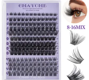 Detail view of DIY individual eyelash extension kit with various lengths from 8mm to 16mm