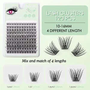 120 cluster eyelash extension kit with 10mm to 16mm varied lengths and volume