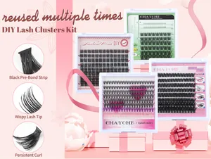 Dettaglio kit ciglia finte fai-da-te con strisce adesive nere da 5mm a 16mm di lunghezza