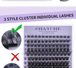 Detail view of DIY individual eyelash cluster set with multiple lengths from 8mm to 16mm