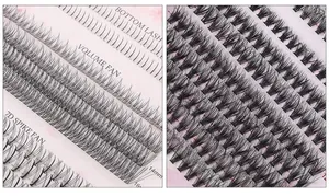 Dettaglio delle ciglia 7D spike fan e volume nel kit di estensione ciglia fai-da-te 14-16mm
