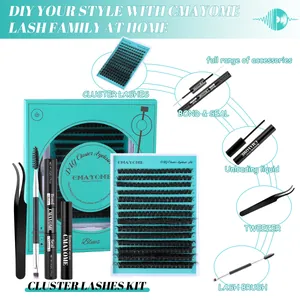 Σετ επέκτασης βλεφαρίδων DIY με 12 σειρές βλεφαρίδων cluster και εργαλεία εφαρμογής