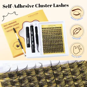 DIY cluster lashes extension kit with bond, seal, and applicator for a natural look