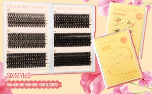 Detail view of DIY individual lash clusters set with 30D to 100D volume density options