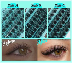 Detailvergleich der Style A B C Wimperncluster mit Vorher-Nachher-Ergebnissen