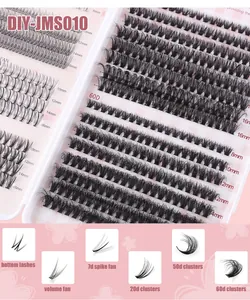 Dettaglio delle ciglia finte a segmenti DIY in diverse lunghezze da 6mm a 16mm