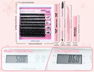 Set extension ciglia fai-da-te con colla, pinzette e ciuffi, peso totale di 86g