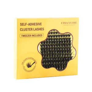 DIY cluster eyelash extension kit with self-adhesive black lashes and precision tweezers