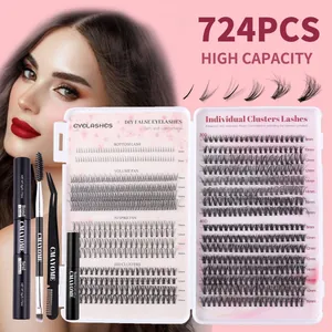 DIY Μεμονωμένες Βλεφαρίδες Cluster 30D 40D 7D Spike Φυσικές Αφράτες Εξτένσιον Βλεφαρίδων Με Bond Seal Λαβίδα Αφαίρεσης