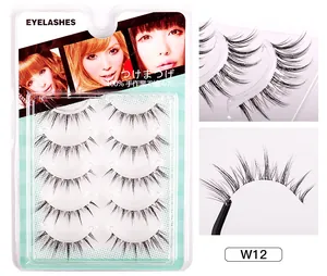Detail view of W12 handmade 5-pair false eyelashes set with transparent line