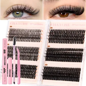 DIY eyelash extension kit with 30D-100D lash clusters, bond and seal, remover and tweezers