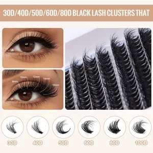 30D-100D dense cluster lash extensions kit with mixed lengths 8-16mm for DIY volume