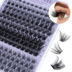 DIY cluster eyelash extension kit with various lengths from 10mm to 16mm in purple box