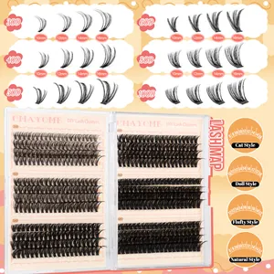 DIY cluster lashes set with 30D to 100D density and 10 to 16mm lengths for a voluminous look