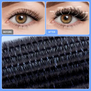 Professional cluster lashes set 8-16mm for dramatic 60D 80D volume and curly effect