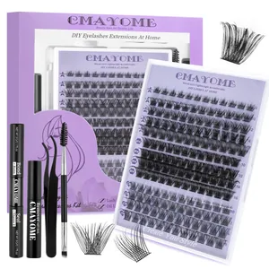 DIY individual eyelash extension kit with lashes, glue, tweezers, and remover brush