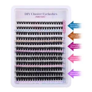DIY individual lash clusters 30D/40D kit featuring 8-16mm fluffy natural black lashes
