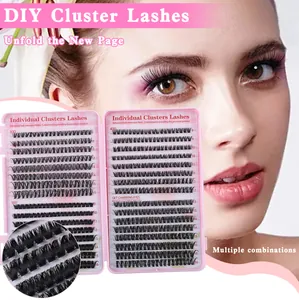 Detailed view of individual cluster lashes in 30D 40D 50D densities with 9-16mm lengths