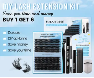 Kit de extensión de pestañas DIY con grupos 60D 80D, pegamento y pinzas
