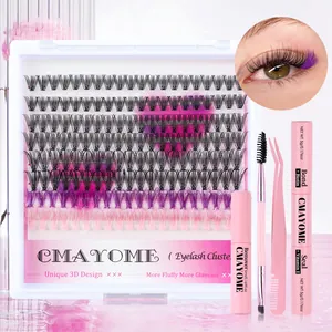 Kit ciglia finte 3D con accenti viola e strumenti per un look naturale e volumizzato