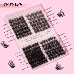 DIY cluster eyelash extension kit with Korea PBT fiber lashes and mixed lengths